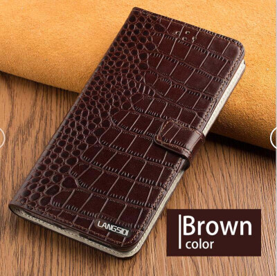 

Genuine Leather flip Case For iPhone 6 7 8 Plus X Crocodile Flat Texture Leather buckle phone cover