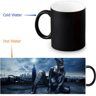 

Cat Woman 350ml12oz Heat Reveal Mug Color Change Coffee Cup Sensitive Morphing Mugs Magic Mug Milk Tea Cups