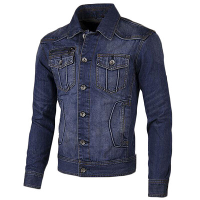 

Zogaa New Mens Jeans Jacket Patchwork Many Pocket