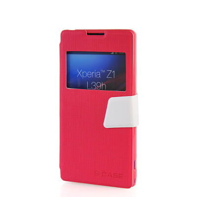 

MOONCASE View Window Leather Side Flip Pouch Ultra Slim Shell Back ЧЕХОЛ ДЛЯ Sony Xperia Z1 L39h Hot pink