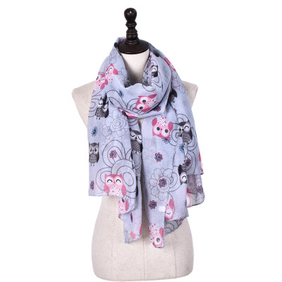 

Jeouly 2018 new style owls long scarf Girl Dots Flowers women Scarves Soft Bohemia Vintage Animal shawl&wraps Stripes