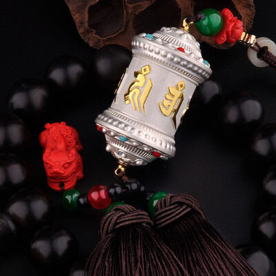 

Snowland impression car pendant car accessories Detian Buddhist alloy prayer wheel rearview mirror prayer wheel pendant