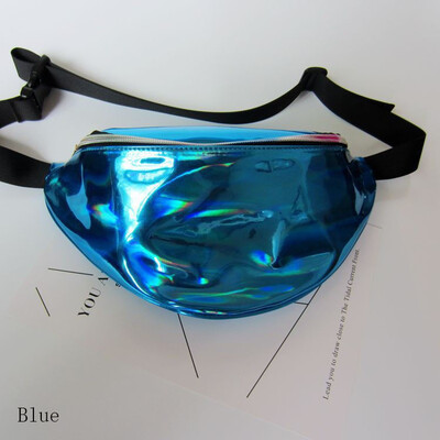 

Womens Fanny Pack PU Laser Purse Waist Chest Bag Girls Hip Bag Punk Party Bag