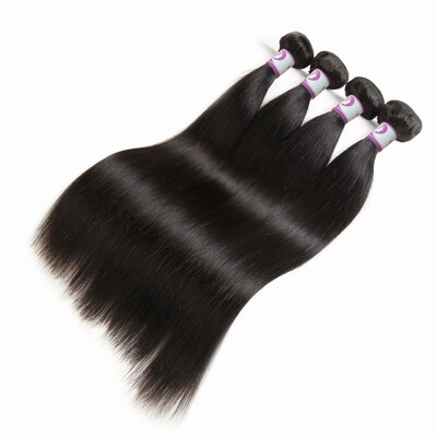 

Racily Hair Peruvian Straight Hair 4 Bundles Color Natural Black Remy Human Hair Extensions