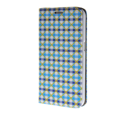 

MOONCASE Grid pattern Leather Flip Wallet Card Holder Pouch with Kickstand Back Case Cover for Samsung Galaxy S6 Blue