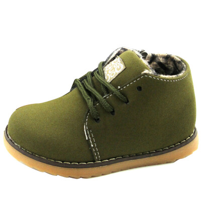 

Kid Boy Girl Winter Suede Shoe Lace Up Oxford Fleece Supper Martin Boot Mid Top