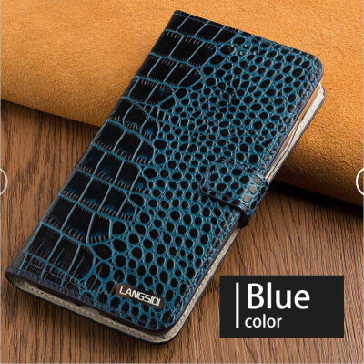 

Genuine Leather flip Case For iPhone 6 7 8 Plus X Crocodile Flat Texture Leather buckle phone cover