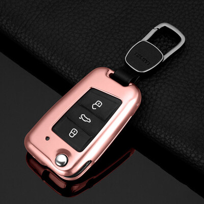 

Digaron Volkswagen Key Shell New Tiguan L Lingdu Golf 7 Touring Car Key Bag Leather Key Case Mens&Womens Sapphire Blue B Metal Color Shell
