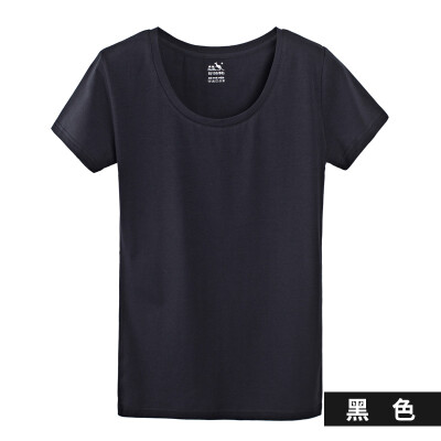 

Kangshu DaiShu solid color simple short-sleeved T-shirt ladies round neck Slim wild cotton bottoming shirt black