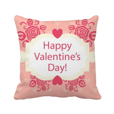 

Pink&White Happy Valentines Day Square Throw Pillow Insert Cushion Cover Home Sofa Decor Gift