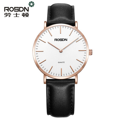 

Mens Watches Women Wrist Watch Top Brand Luxury ROSDN Simple Design Ultra Thin Quartz Watch Casual Leather Lovers Watches