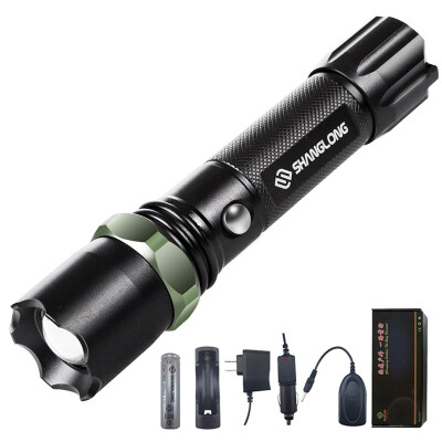 

Shanglong outdoor CREE Q5 light zoom flashlight rear life saving hammer support mobile phone USB charging third gear dimming with battery line filling car charger