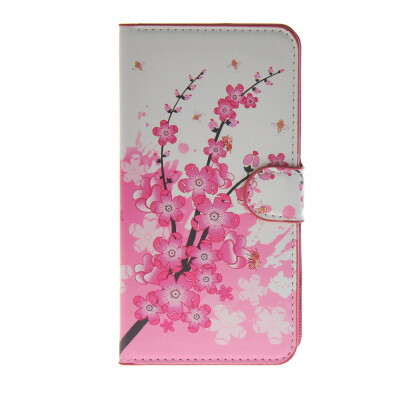 

MOONCASE Plum flower style Leather Side Flip Wallet Card Slot Stand Pouch Case Cover for Samsung Galaxy E7