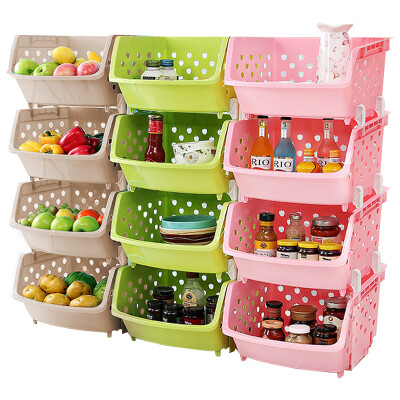 

Visitor FK kitchen vegetable storage basket storage rack rack storage box large toy storage box fruit&vegetable basket multi-layer floor rack storage box three-layer