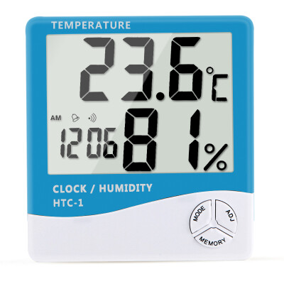 

Yuhuaze electronic thermometer with time alarm clock electronic thermometer&hygrometer office home indoor&outdoor thermometer hygrometer blue