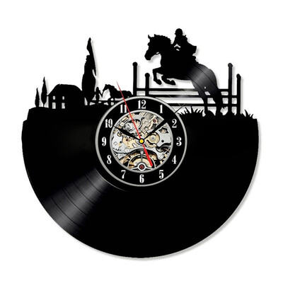 

Конный дизайн Rider Тема Wall Art Vinyl Record Настенные часы Спальня Украшающие идеи