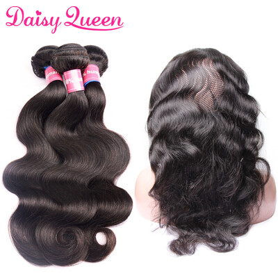 

2242 360 Lace Frontal With Bundle Malaysian Body Wave Virgin Human Hair Weave 3 Bundles 8A Pre Plucked Frontal With Baby Hair