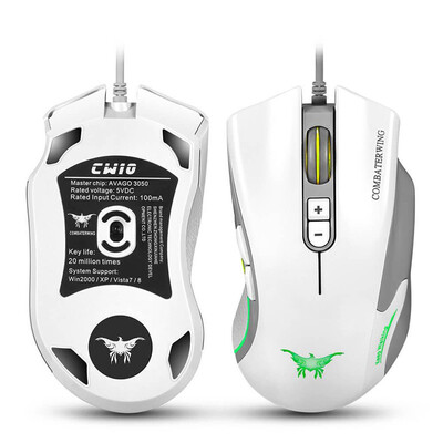 

Combatingwing CW10 Professional Gaming Mouse USB Wired 4800DPI 7 кнопок 6 цветов Дыхание светодиодов - белый