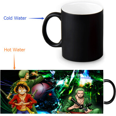 

One Piece Zoro 350ml / 12oz Heat Reveal Mug Color Change Чашка кофе Чувствительные морфинговые кружки Волшебная чашка для чайных чашек