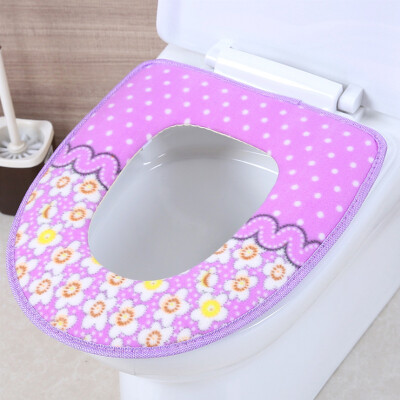 

Merlot plush small flower sticky buckle toilet seat U-shaped toilet seat pad soft&comfortable toilet seat cushion 2 pack purple