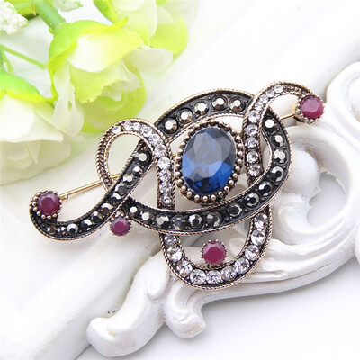 

Vintage Turkish Music Notation Brooch Pin Women Abstract Line Jewelry Antique Gold Color Resin Brooch Broches Hijab Scarf Pins