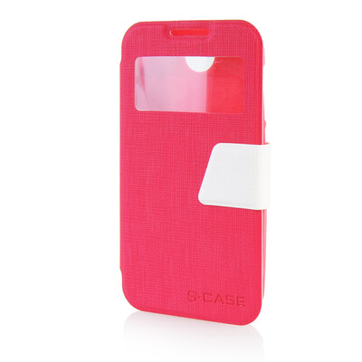 

MOONCASE View Window Leather Side Flip Pouch Ultra Slim Shell Back ЧЕХОЛ ДЛЯ HTC Desire 310 D310W Hot pink