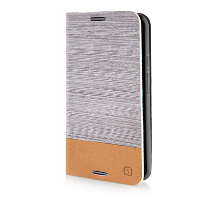 

MOONCASE Canvas Design Leather Side Flip Wallet Pouch Stand Shell Back ЧЕХОЛ ДЛЯ Motorola Moto X / X+1 XT1097 Light Brown