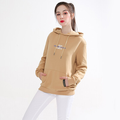 

Intercrew sweater female 2018 autumn new couple sweater Korean casual fashion couple sweater hooded three-dimensional foam letter printing ITS1TH31M beige 105XXL