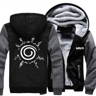 

Anime Naruto Uzumaki Naruto Fashion Streetwear Jackets 2018 Black logo Winter Thicken Sweatshirt For Male Brand Harajuku Jacket Co