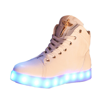 

New Women LED Light Luminous Sneaker High Top Lovers Athletic Shoes USB Charge