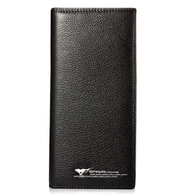 

Seven wolves men&39s wallet first layer of leather fashion business casual two fold soft cowhide wallet wear-resistant wild 3A1721051-01 black