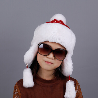 

Winter Rabbit Hair Lei Feng hat outdoor ear warmer hat fur cloth top fur baby hat free shipping