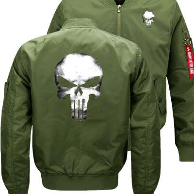 

punisher skull Bomber Flight Flying Jacket Winter thicken Warm Zipper Men Jackets Anime Mens Casual Coat