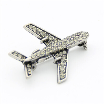 

Fashion Women Plane Brooch Pin Stewardess Logo Pilot Badge Austria Rhinestone Brooches Broches Sign Jewelry Lucky Flying Corsage