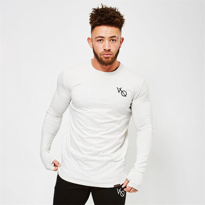 

Muscle Dr brother mens new fitness long-sleeved polo shirt sports Slim long-sleeved cotton tide mens T-shirt