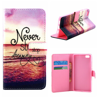 

MOONCASE Cute Pattern держателя Кожаный бумажник флип карты с Kickstand Чехол для Huawei Ascend P8 lite