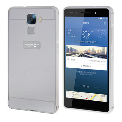 

MOONCASE Case for Huawei Honor 7 Bumper Frame Hard 2 in 1 Cover Silver