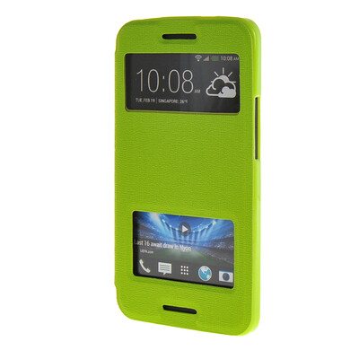

MOONCASE Side Flip Hard board Slim Leather Bracket Window чехол для Cover HTC One M7 зеленый