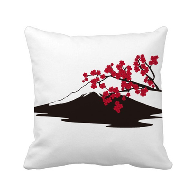 

Japanese Sakura&Fuji Pattern Square Throw Pillow Insert Cushion Cover Home Sofa Decor Gift