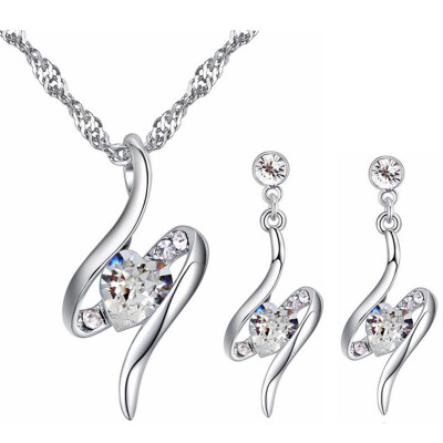 

Exquisite Heart Crystal from Austrian Fashion Necklace Earring Jewelry Sets For Women Valentines Day Gift 26980