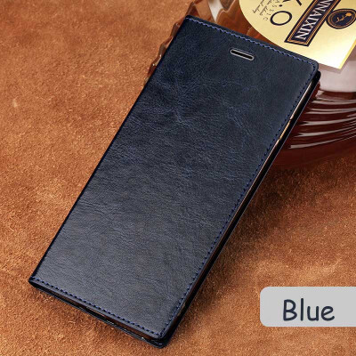 

Genuine Leather flip Case For iPhone 6 7 8 Plus X Oil Wax Leather Suction cup phone cover