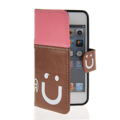 

MOONCASE Leather Side Flip Wallet Card Slot Pouch Stand Shell Back ЧЕХОЛ ДЛЯ Apple iPhone 5 5S Pink Brown