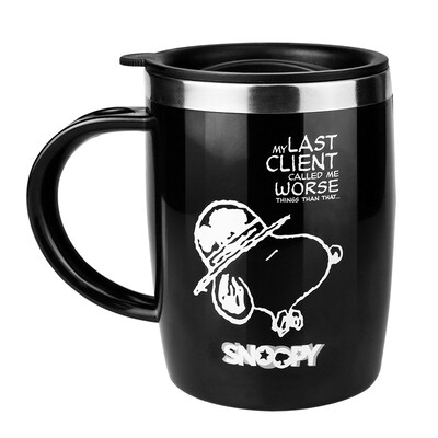 

Snoop SNOOPY Stainless Steel Office Cup Leisure Couple Cup 420ML Black SP-N012-1