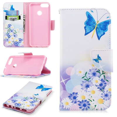 

BEFOSPEY Painting PU LeatherSoft TPU Card Slot Stand Wallet Case For Huawei P smart565"2018