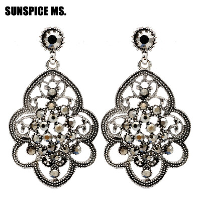 

Vintage Turkish Women Hollow Flower Round Dangle Earrings Antique Color Rhinestone Ethnic Jewelry Indian Bohemia Wedding Bijoux