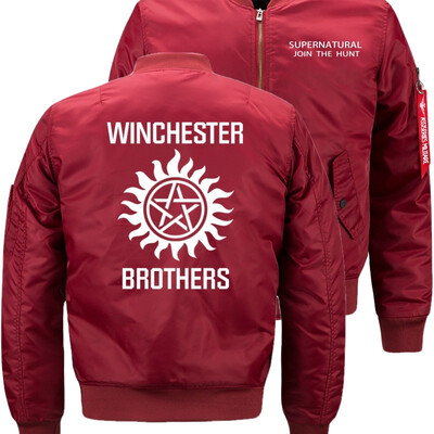 

SUPERNATURAL JOIN THE HUNT Bomber Flight Flying Jacket Winter thicken Warm Zipper Men Jackets Anime Mens Casual Coat