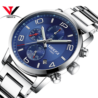 

NIBOSI Quartz Watch Men Sports Men Watch Fashion Top Brand Luxury Waterproof Watches Leather Steel Strap Male Clock Quartz Movemet