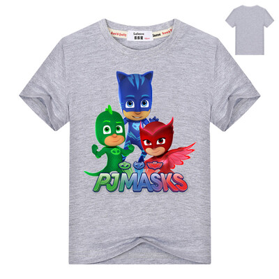 

Мультфильм Футболка PJ MASKS Футболка с коротким рукавом Детская одежда для девочек Детская одежда Мальчики Хлопок Летние тисы Дет