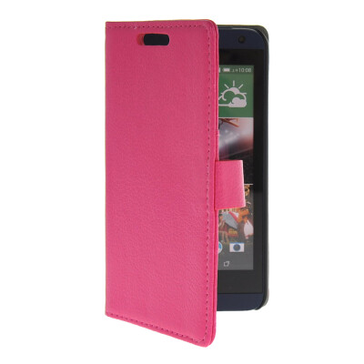 

MOONCASE Slim Leather Flip Wallet Card Pouch with Kickstand Shell Back ЧЕХОЛ ДЛЯ HTC Desire 610 Hot pink