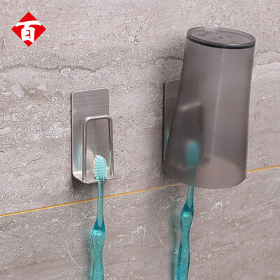 

Hundred words free punching toothbrush holder wall mounted stainless steel suction wall cup holder creative bathroom cup holder 304 toothbrush holder two